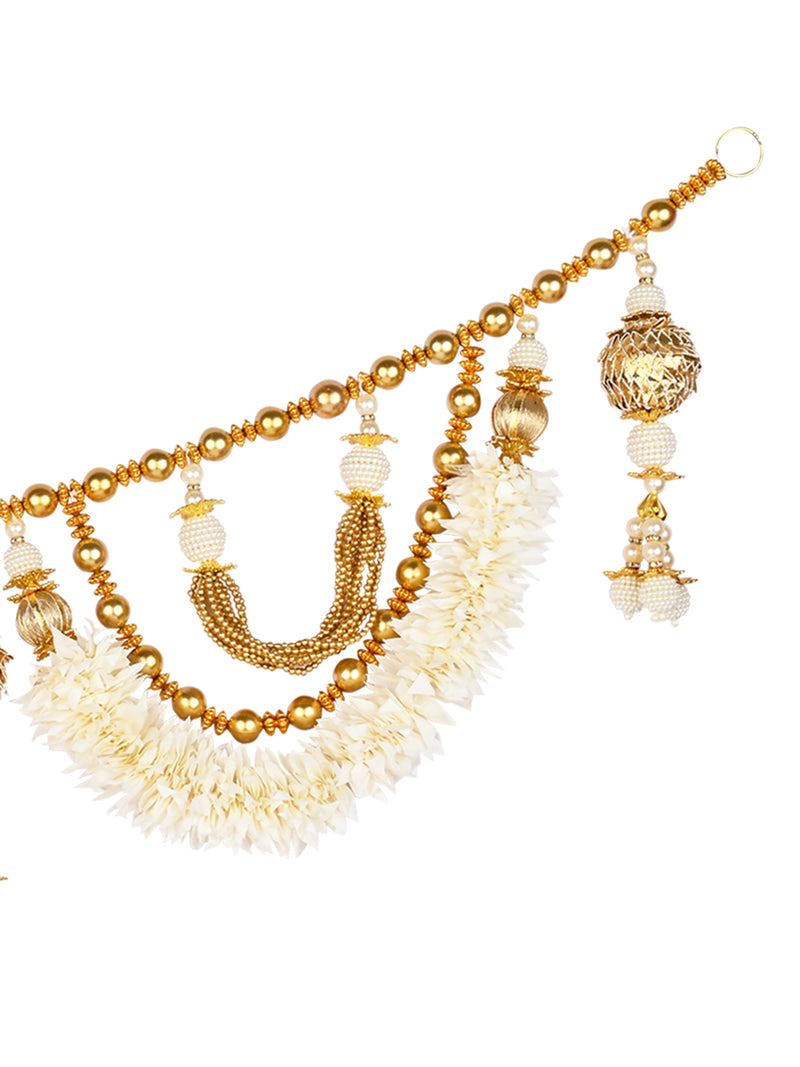 Exclusive Gold and White Flower Toran