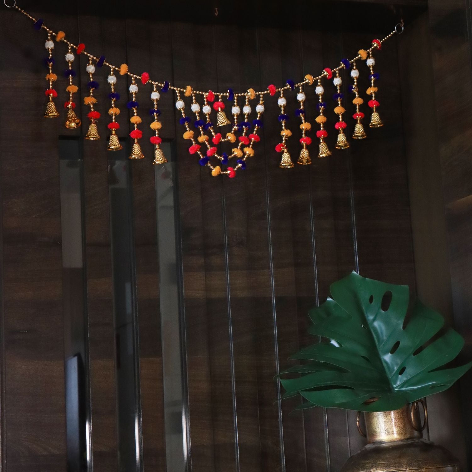 Decorative Flower and Pearl PomPom Toran