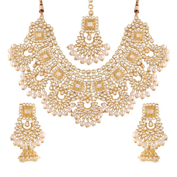 kundan , stones , pearls jewellery set 