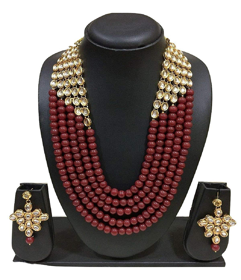 Darshini Maroon Necklace Set