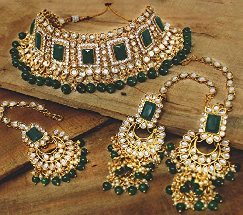 kundan , stones , pearls , jewellery set
