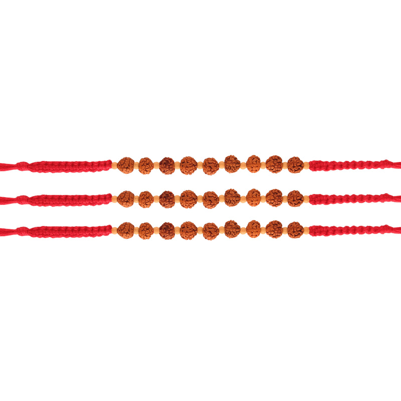 Gold Plated Designer Wooden Beads Rakhi Combo For Men/Boys(R722-3) (Pack Of 3)