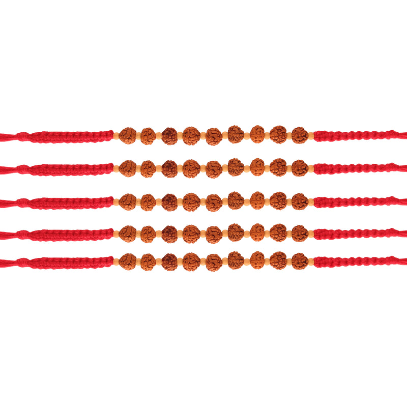 Gold Plated Designer Wooden Beads Rakhi Combo of 5 For Men/Boys(R722-5) (Pack Of 5)