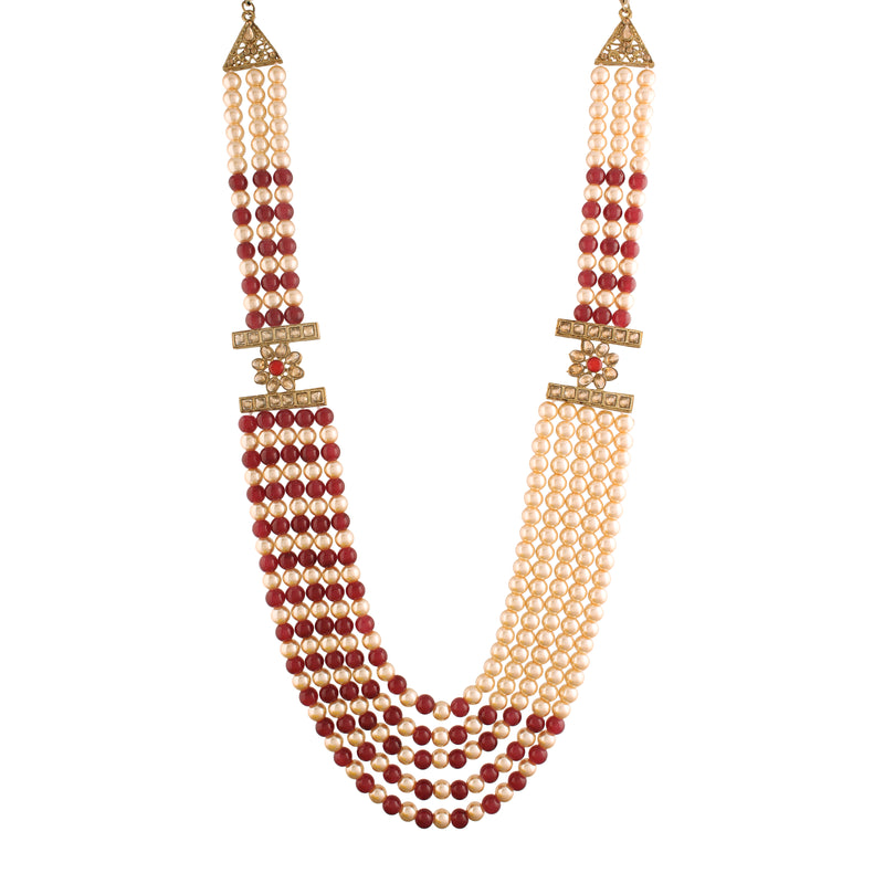 Party Wear Red Color Moti Mens Necklace, For Jewellery, Size: 15-20 Inches  at Rs 350/piece in New Delhi