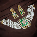  kundan , pearls , meenakari jewellery set