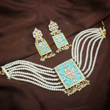 kundan , pearls , meenakari   jewellery set