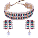 Adishri pink green necklace set