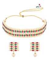 Adishri pink green necklace set
