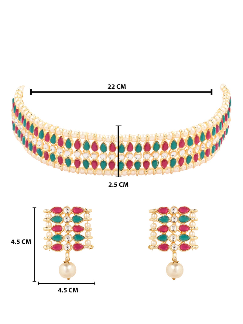 Adishri pink green necklace set