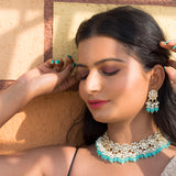 meenakari , kundan , pearls , stones jewellery set