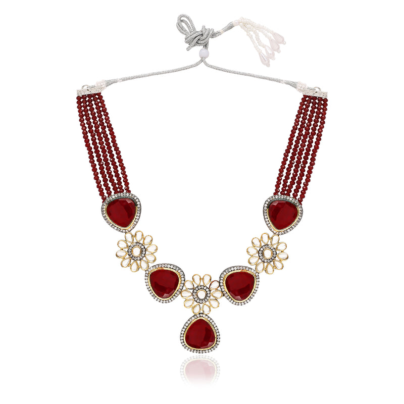 ' PARINIKA' Maroon Jewellery Set