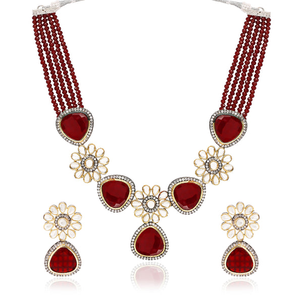 ' PARINIKA' Maroon Jewellery Set