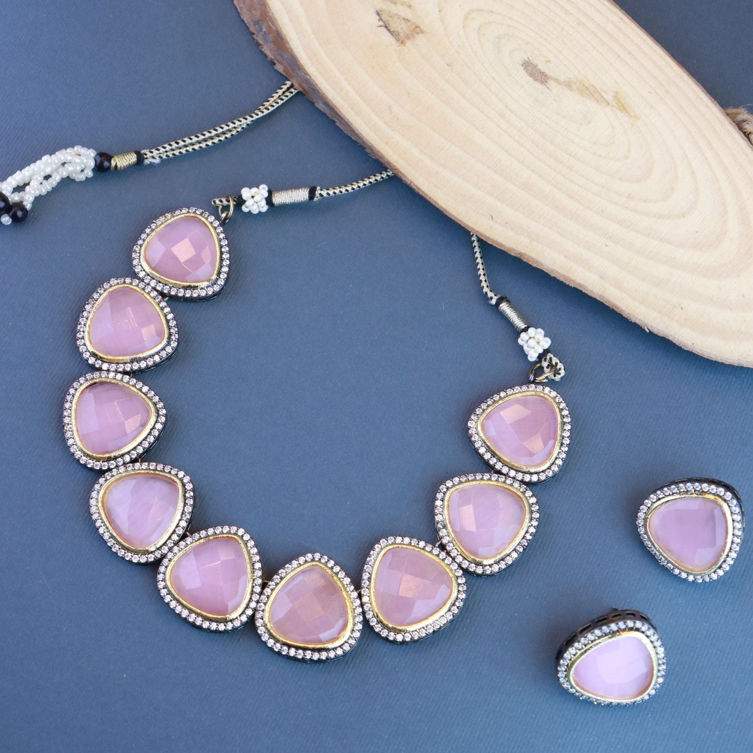 Raunika Pink Polki Kundan NeckPiece