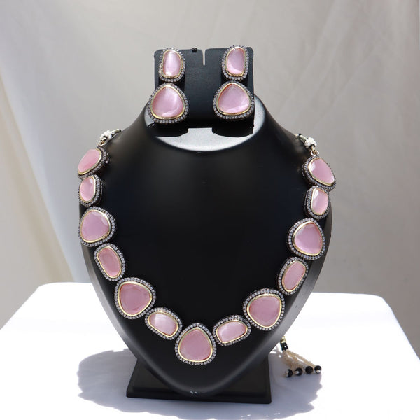 Pareena Pink Polki Kundan Neckpiece