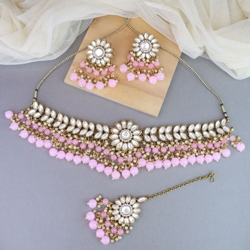 Ishna Pink Necklace Set – I Jewels