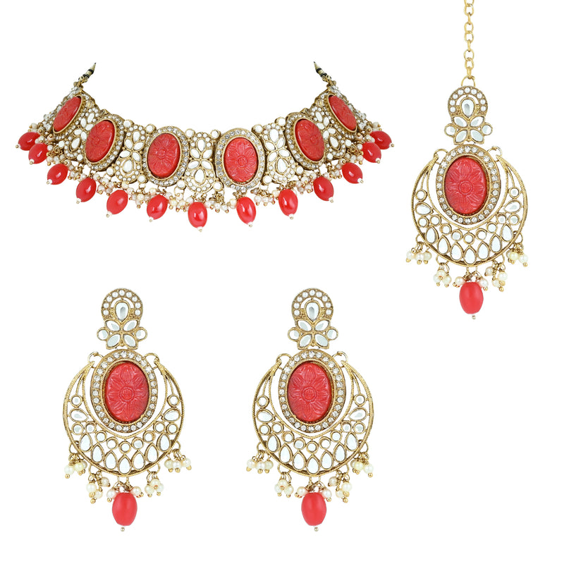 Pranika Red Necklace Set