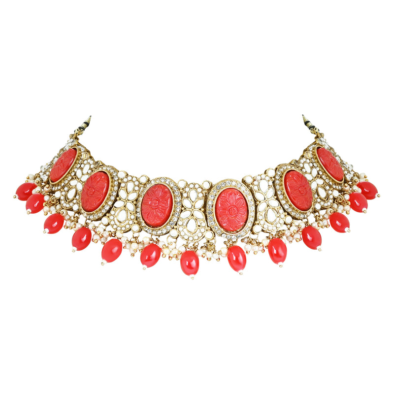 Pranika Red Necklace Set