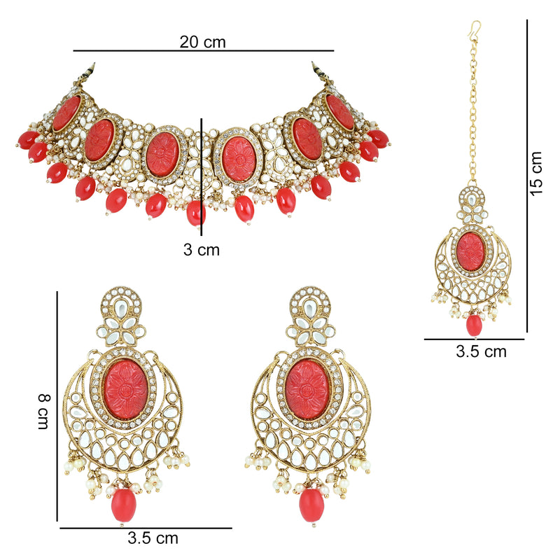 Pranika Red Necklace Set