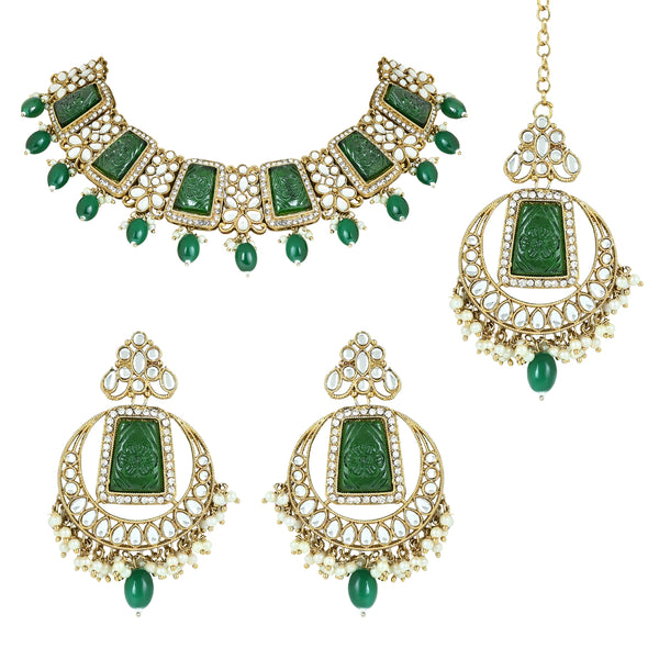 Janvi Green Necklace Set