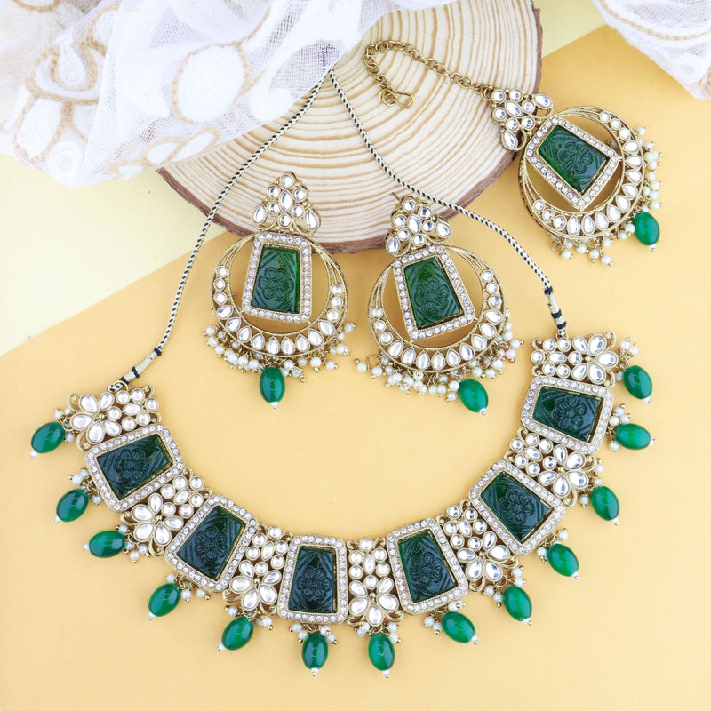 Janvi Green Necklace Set