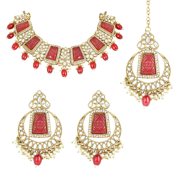 Janvi Red Necklace Set