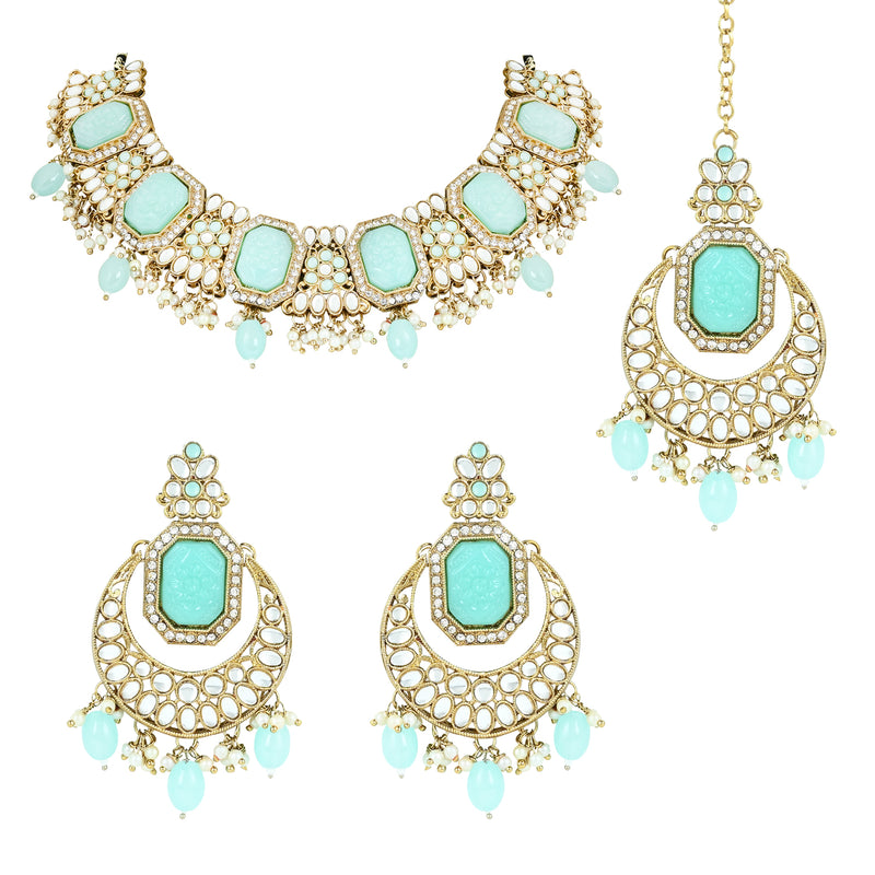 Amber & bead tumbled turquoise necklace & earrings set | eBay