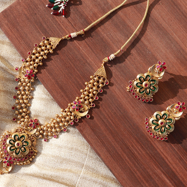 meenalkari , gold plated , kundan , traditional jewellery set