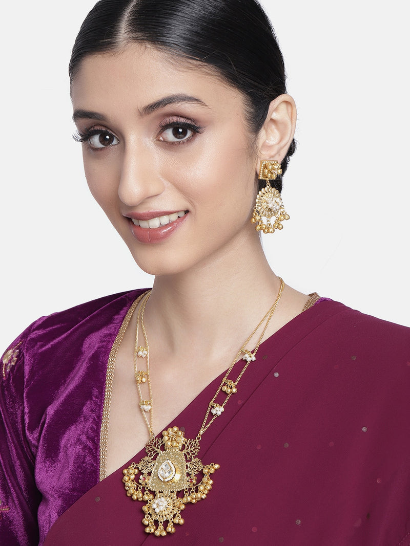 kundan , pearls , gold plated  jewellery set 