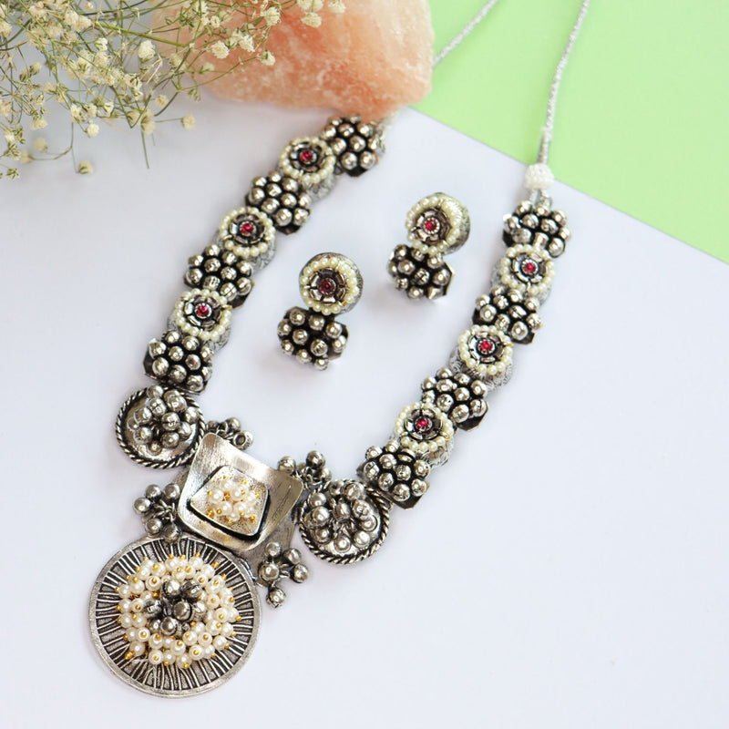 ' SHACHI ' Oxidised Necklace Set