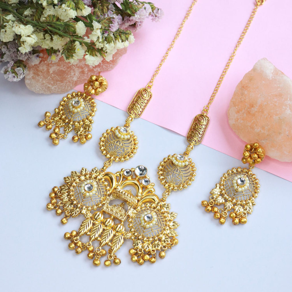 Buy Antique Gold Plated Latika Necklace Earrings Set | Tarinika - Tarinika  India