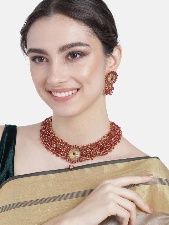 Avantika Maroon Jewellery set