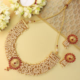 kundan , stones , pearls beded choker gold