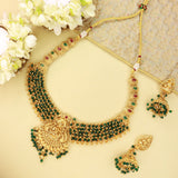 gold temple jewellery , kundan , pearls beded 