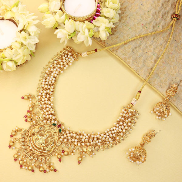 kundan , stones , pearls beded temple jewellery