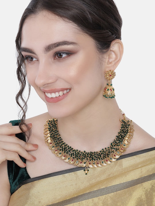 Rushika Green jewellery set