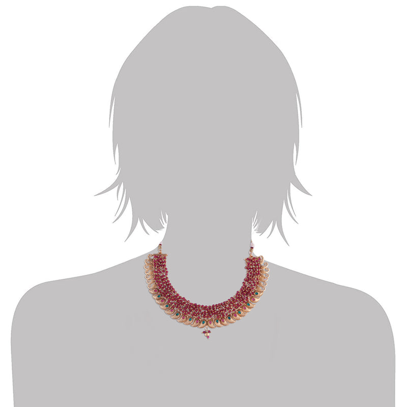 Rushika Maroon jewellery set