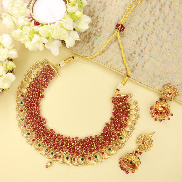 kundan , stones , pearls beded temple jewellery