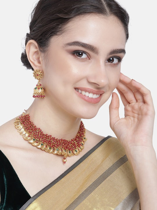 Rushika Maroon jewellery set