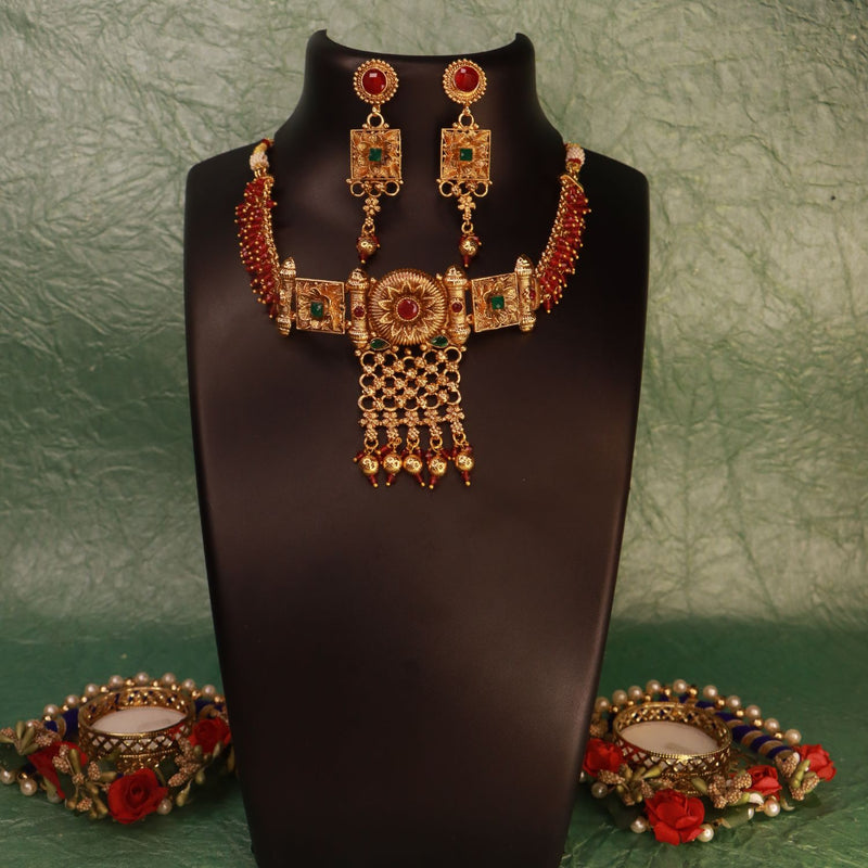 Ovie Maroon jewellery set