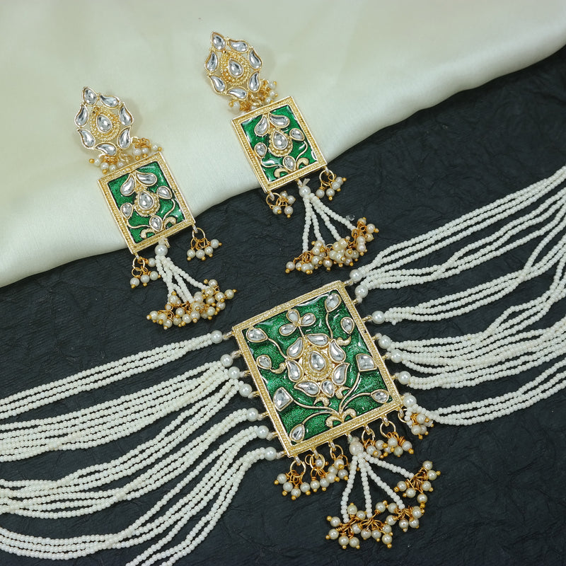 mennakari , kundan , pearls choker set 