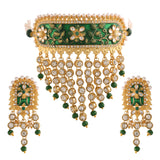meenakari , kundan , stones , pearls choker set