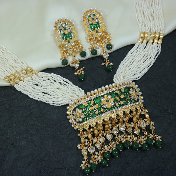 mennakari , kundan , pearls jewellery set.