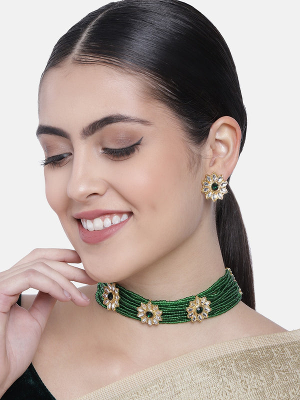 Hayat Green Choker Set