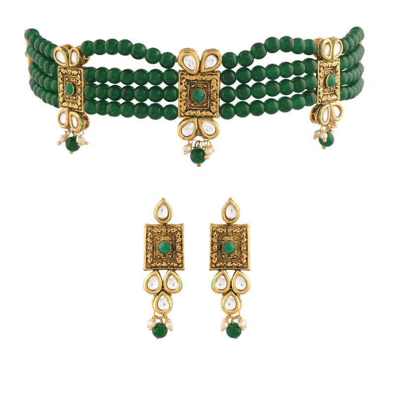 kundan , pearls  stones jewellery set 