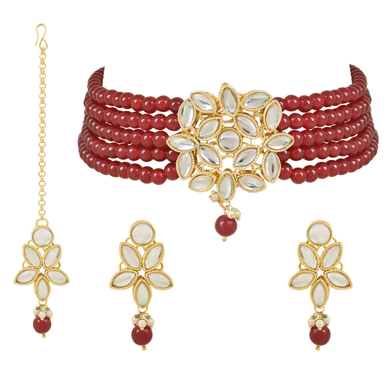 Fareen Maroon Choker Set