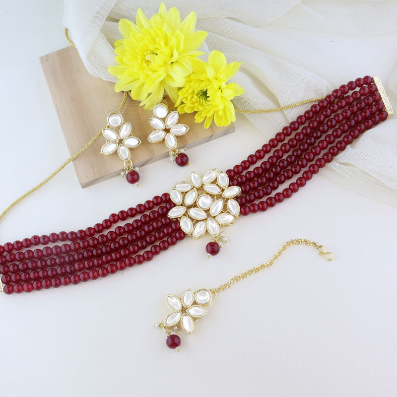 Fareen Maroon Choker Set