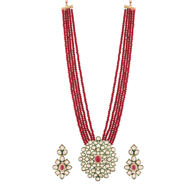 Anandi Maroon Necklace Set