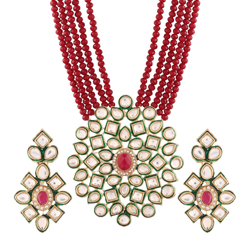 Anandi Maroon Necklace Set