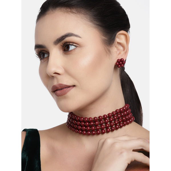 Liana Maroon Choker Set