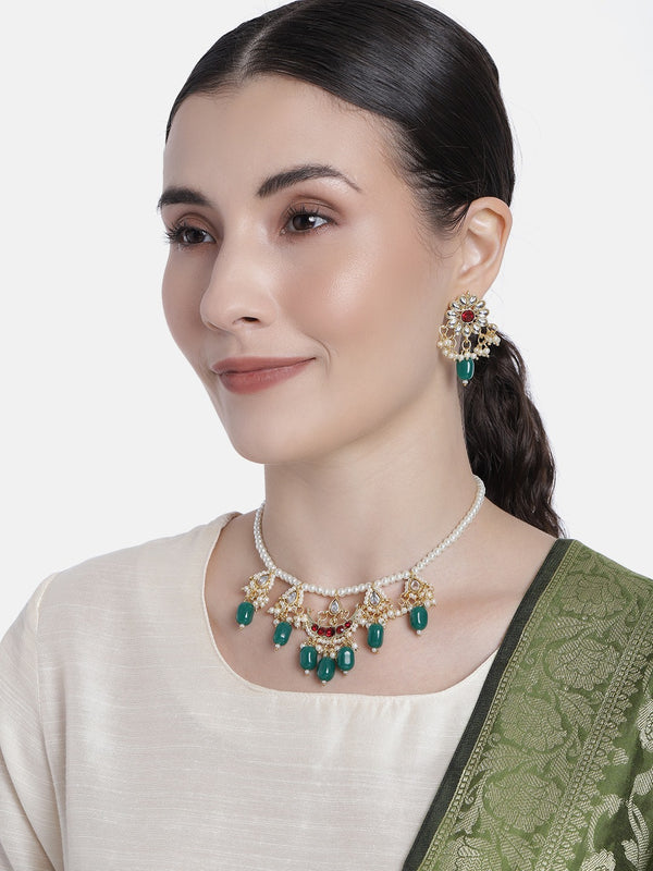kundan , pearls , stones necklace set